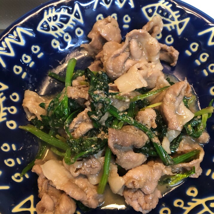 豚肉とほうれん草の甘辛ごま炒め^_^